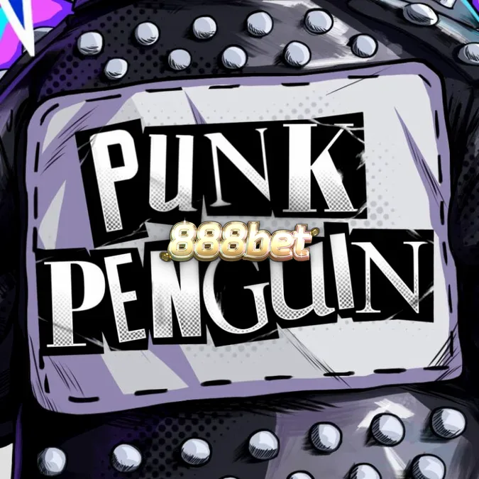 Pinguim punk em um palco de concerto com luzes neon